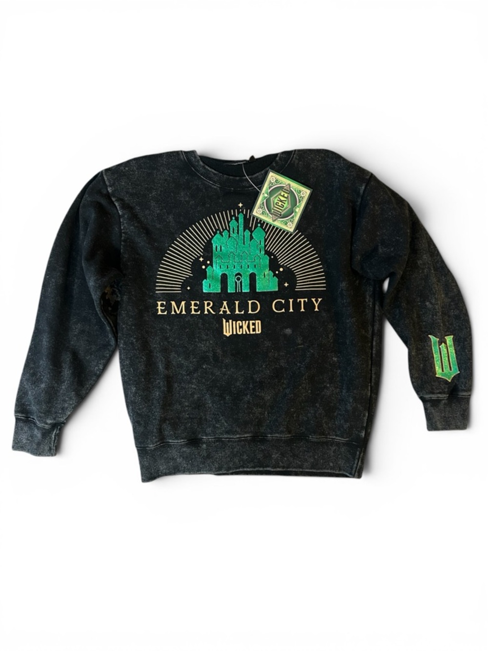 Emerald City Wicked Graphic Crewneck Sweatshirt - Black/Green Sz Med
